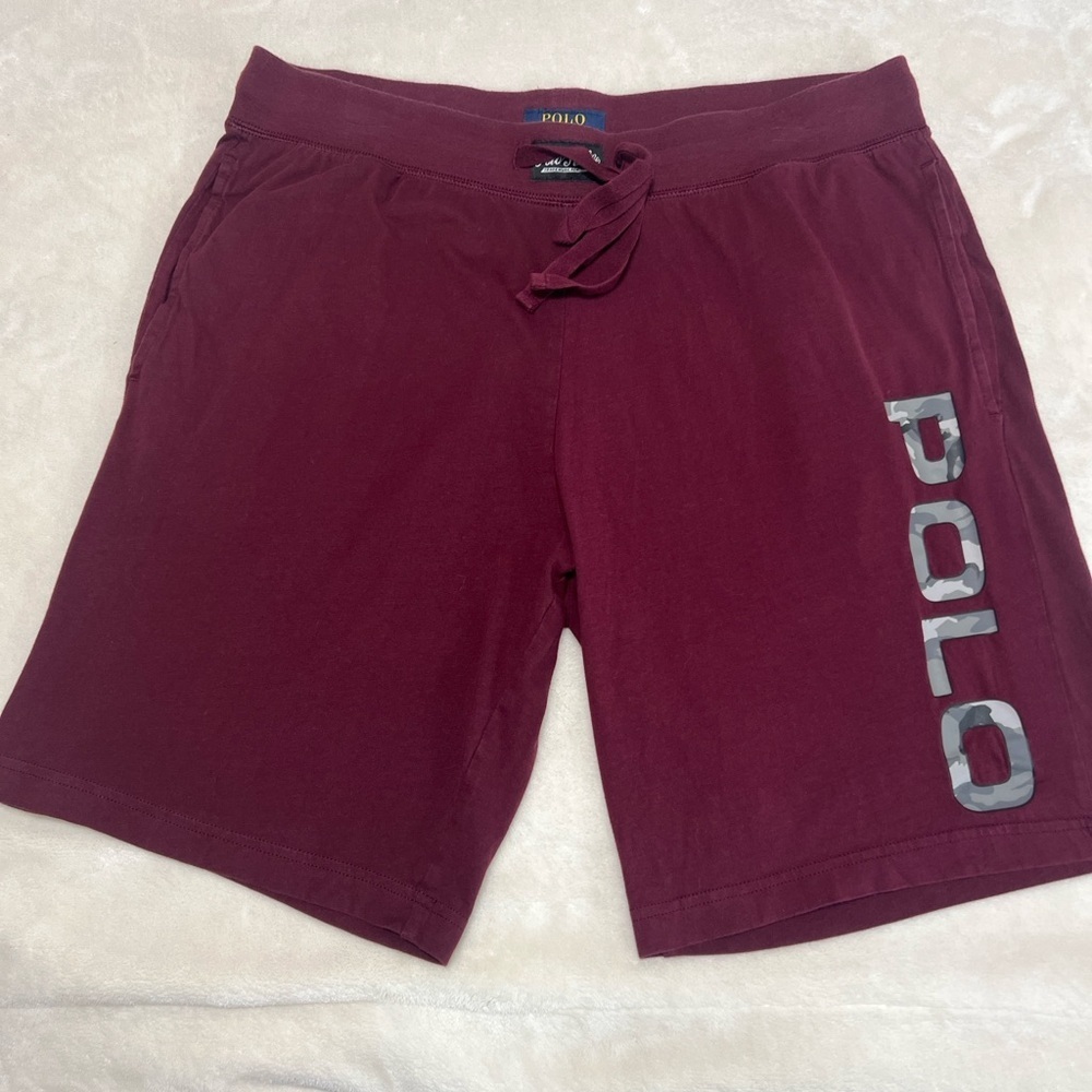 Polo Ralph Lauren Men’s Sleep Lounge Shorts Burgundy Maroon Size Large EUC Logo